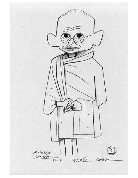 Original illustration "Gandhi" by Mikel Casal