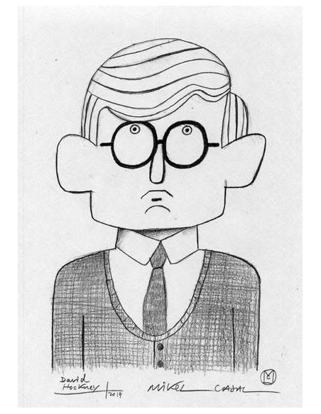 Ilustración original "David Hockney" de Mikel Casal