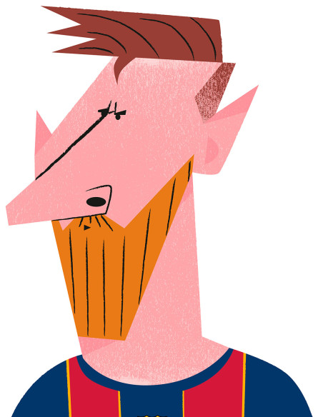 Ilustración "Messi Barcelona" de Mikel Casal. Reproducción A5 firmada