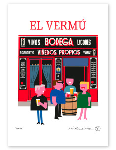 Illustration "Vermú" by Mikel Casal. Signed A5 reproduction