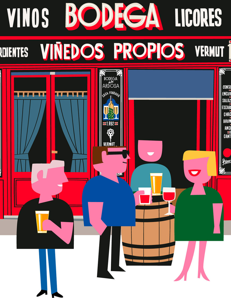Illustration "Vermú" by Mikel Casal. Signed A5...