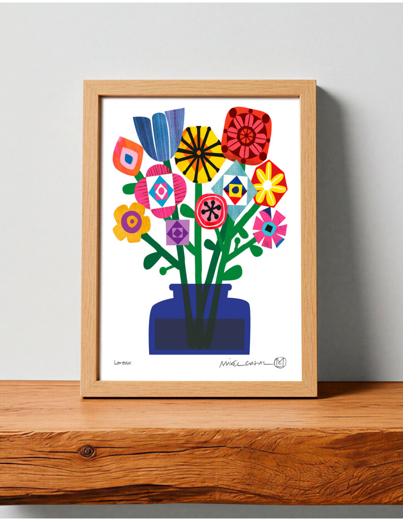 Illustration "Loreak" by Mikel Casal. Signed A5...