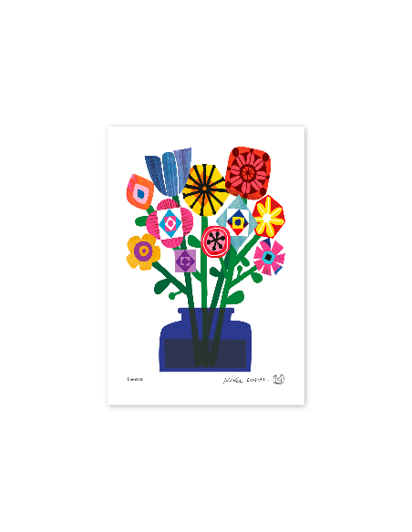 Illustration "Loreak" by Mikel Casal. Signed A5 reproduction