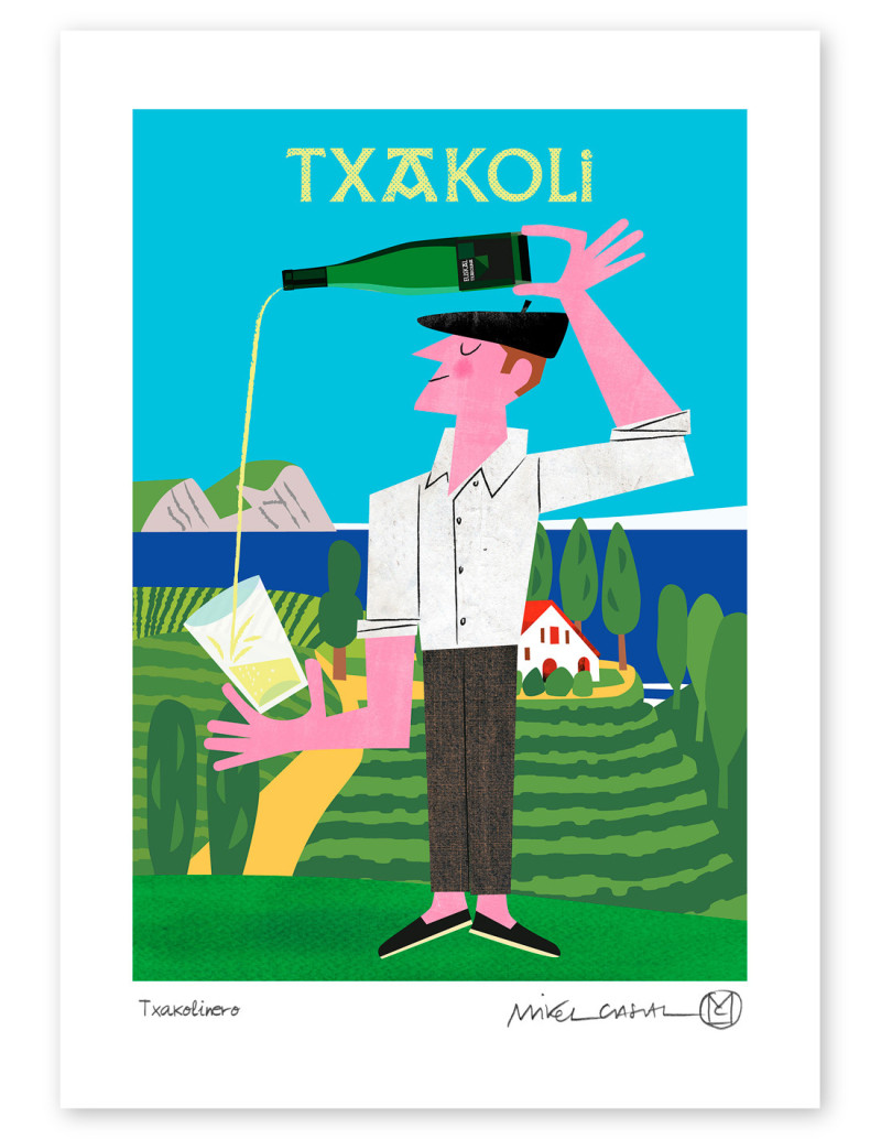 Ilustración "Txakolinero" de Mikel Casal....