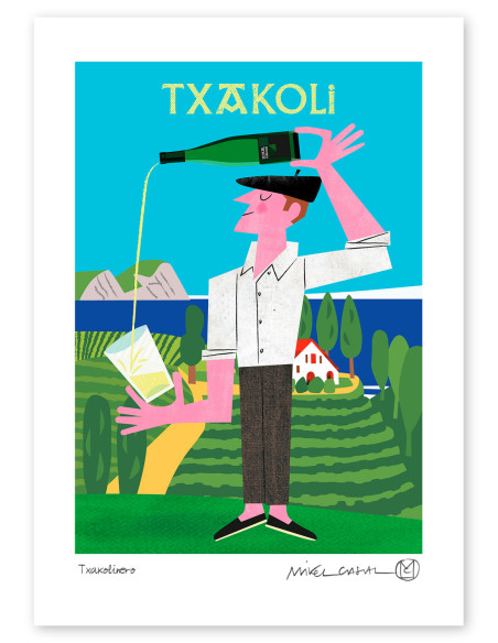 Ilustración "Txakolinero" de Mikel Casal. Reproducciones A5 y A4