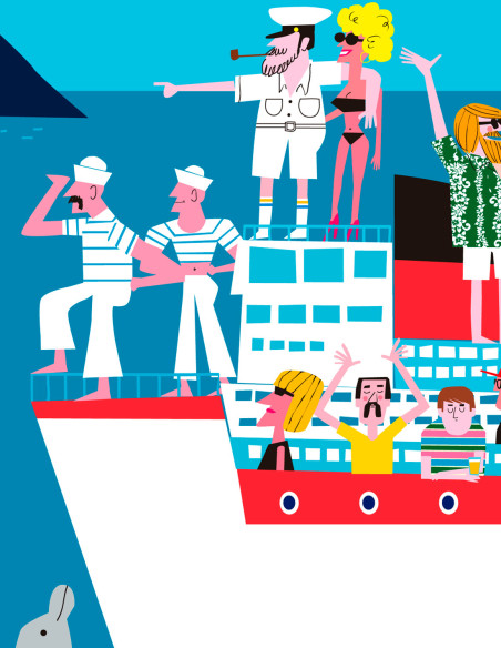 Illustration "Crucero" by Mikel Casal. A4 signed reproduction