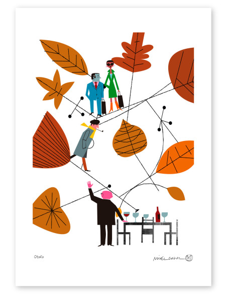 Ilustración "Otoño" de Mikel Casal. Reproducción A3 firmada