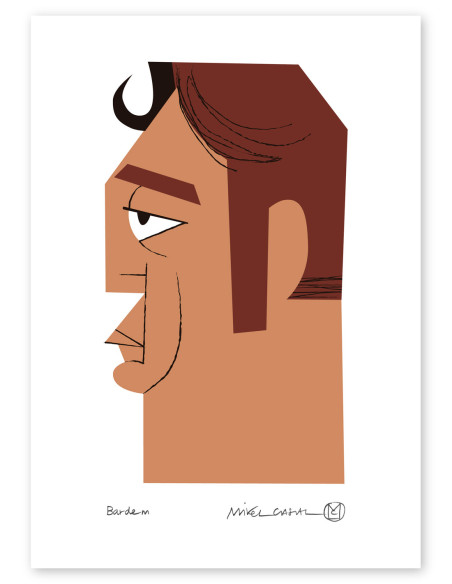 Illustration "Bardem" by Mikel Casal. Signed A5 reproduction