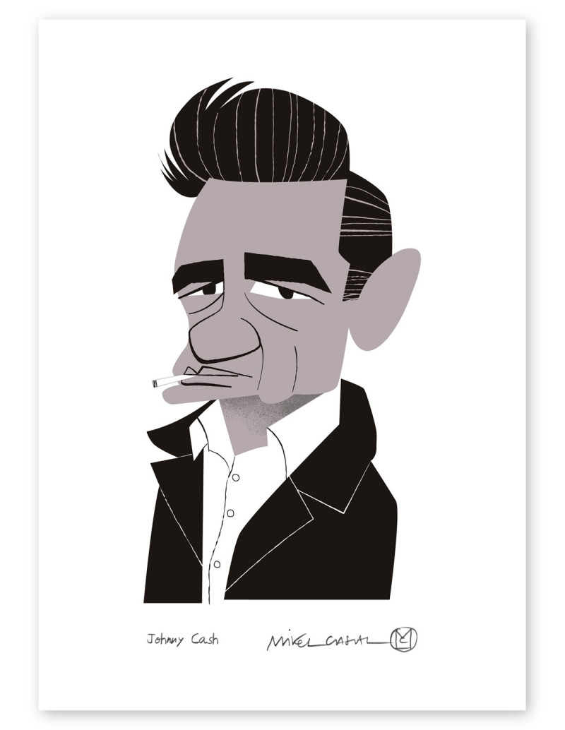 Ilustración "Johnny Cash" de Mikel Casal....
