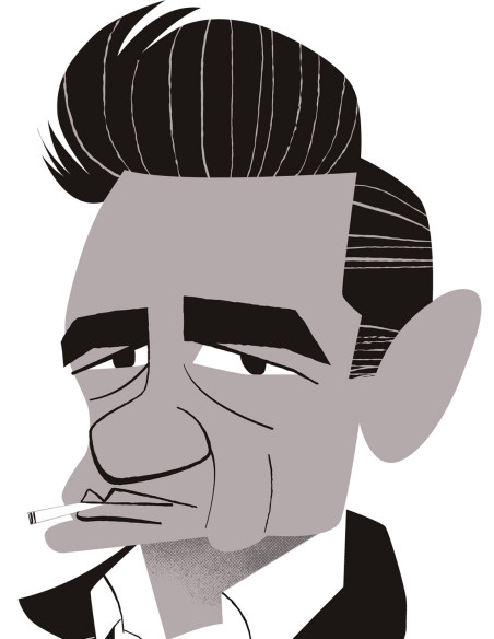 Illustration "Johnny Cash" by Mikel Casal. Signed A5 reproduction