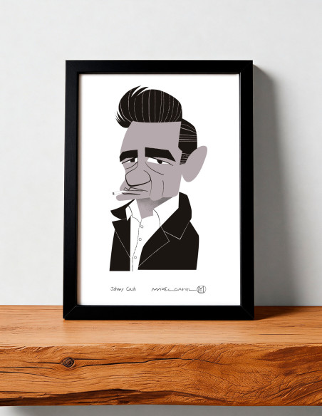 Illustration "Johnny Cash" by Mikel Casal. Signed A5 reproduction