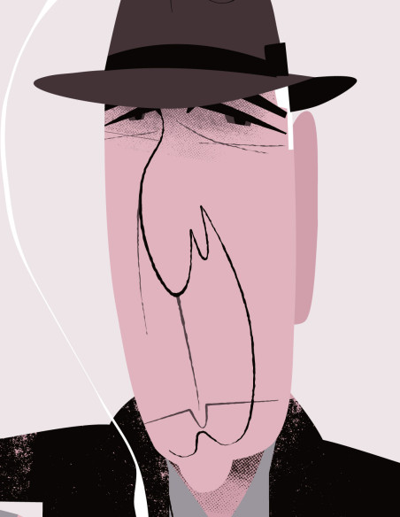 Illustration "Leonard Cohen" by Mikel Casal. Signed A5 reproduction
