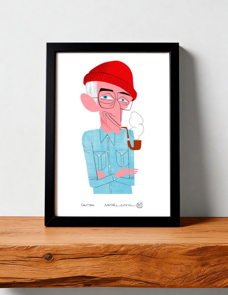 Illustration "Cousteau" by Mikel Casal. Signed A5 reproduction