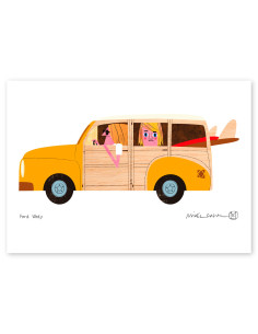 Illustration "Ford Woody" by Mikel Casal. Signed A5...