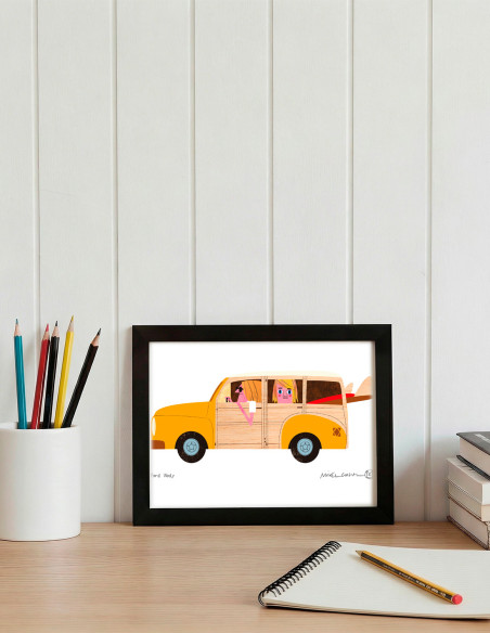 Illustration "Ford Woody" by Mikel Casal. Signed A5 reproduction