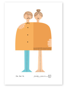 Illustration "She and He" by Mikel Casal. Signed A5...