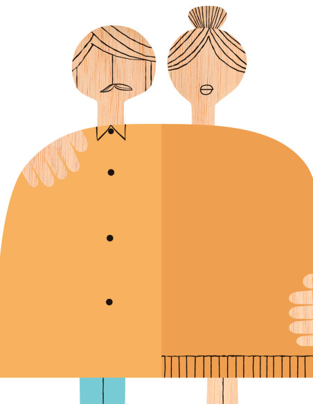 Illustration "She and He" by Mikel Casal. Signed A5 reproduction
