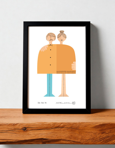 Ilustración "She and He" de Mikel Casal. Reproducción A5 firmada