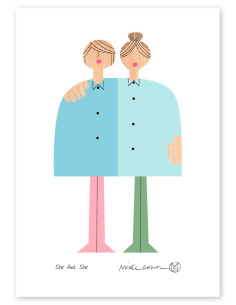 Illustration "She and She" by Mikel Casal. Signed A5...