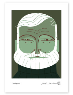 Illustration "Ernest Hemingway" by Mikel Casal. Signed A5...