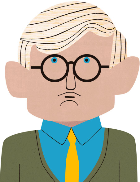 Illustration "David Hockney" by Mikel Casal. Signed A5 reproduction