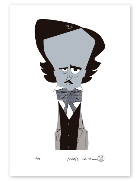 Illustration "Poe" by Mikel Casal. Signed A5 reproduction