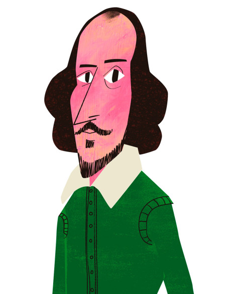 Ilustración "Shakespeare" de Mikel Casal. Reproducción A5 firmada