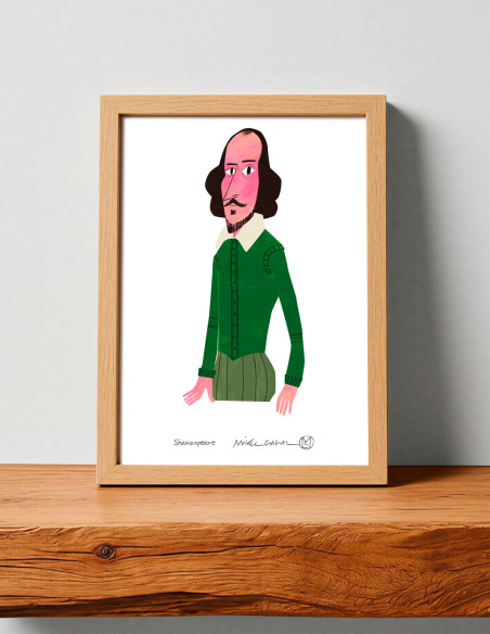 Illustration "Shakespeare" by Mikel Casal. Signed A5 reproduction