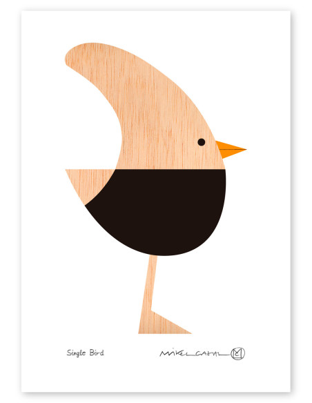 Illustration "Single Bird" by Mikel Casal. Signed A5 reproduction