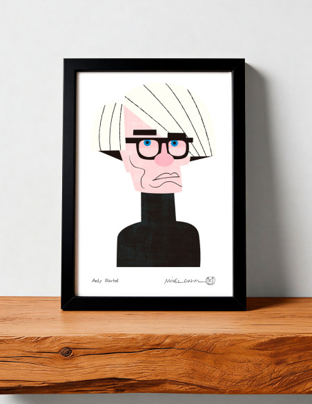 Illustration "Andy Warhol" by Mikel Casal. Signed A5 reproduction