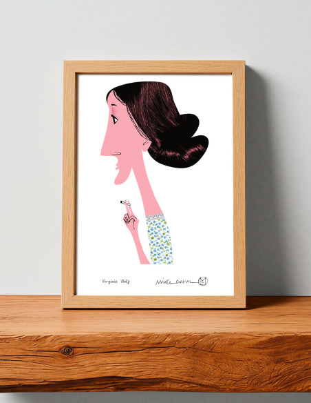 Ilustración "Virginia Woolf" de Mikel Casal. Reproducción A5 firmada
