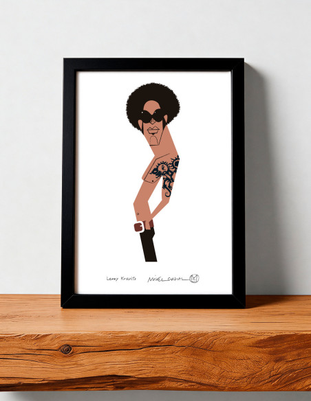 Ilustración "Lenny Kravitz" de Mikel Casal. Reproducción A5 firmada