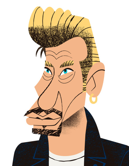Illustration "Johnny Hallyday" by Mikel Casal. Signed A5 reproduction