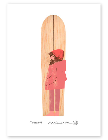 Ilustración "Txanogorri" de Mikel Casal. Reproducción A5 firmada