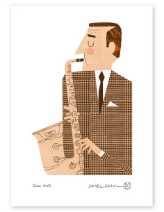 Illustration "Stan Getz" by Mikel Casal. Signed A5...
