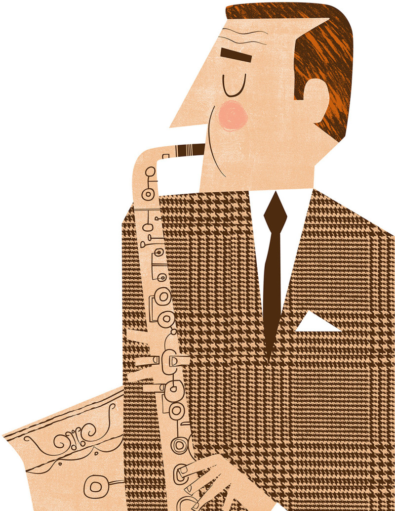 Illustration "Stan Getz" by Mikel Casal. Signed...