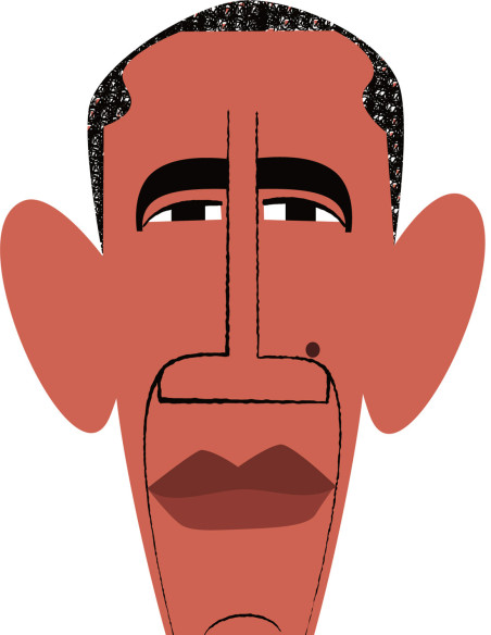 Ilustración "Barack Obama" de Mikel Casal. Reproducción A5 firmada