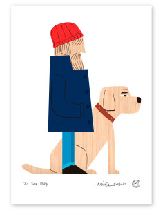 Illustration "Old Sea Dog" by Mikel Casal. A5 and A3...