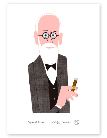 Illustration "Freud" by Mikel Casal. Signed A5 reproduction
