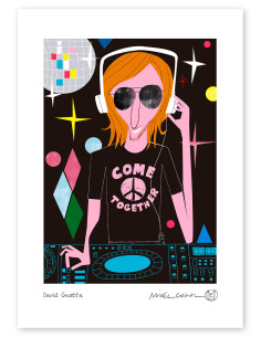 Illustration "David Guetta" by Mikel Casal. Signed A5...
