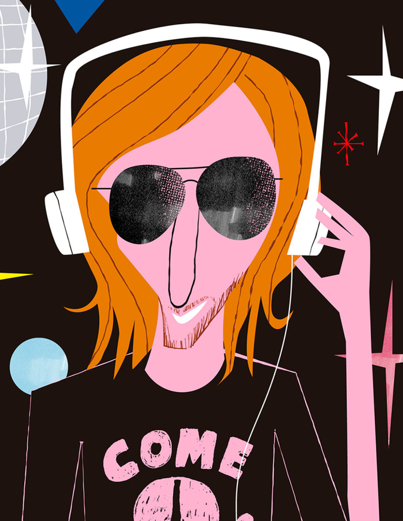 Ilustración "David Guetta" de Mikel Casal....