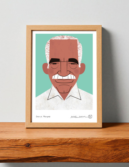 Illustration "García Márquez" by Mikel Casal. Signed A5 reproduction