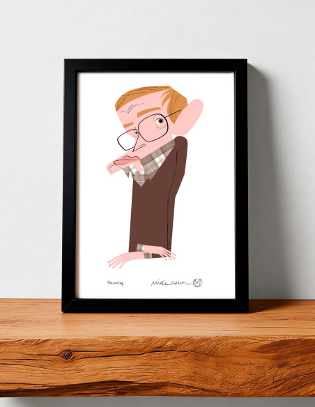 Illustration "Stephen Hawking" by Mikel Casal. Signed A5 reproduction