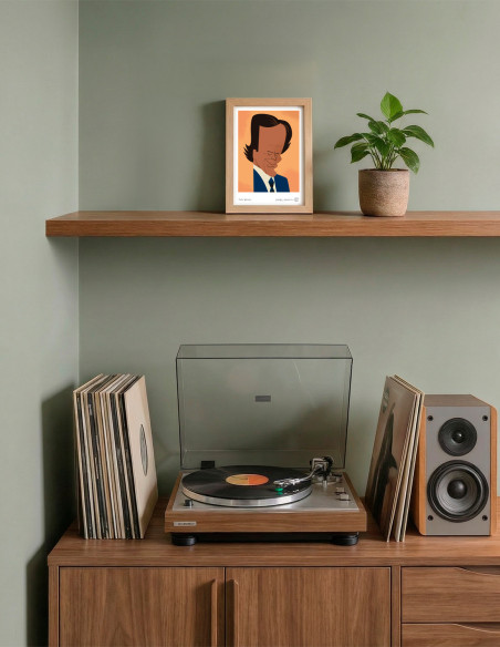 Ilustración "Julio Iglesias" de Mikel Casal. Reproducción A5 firmada