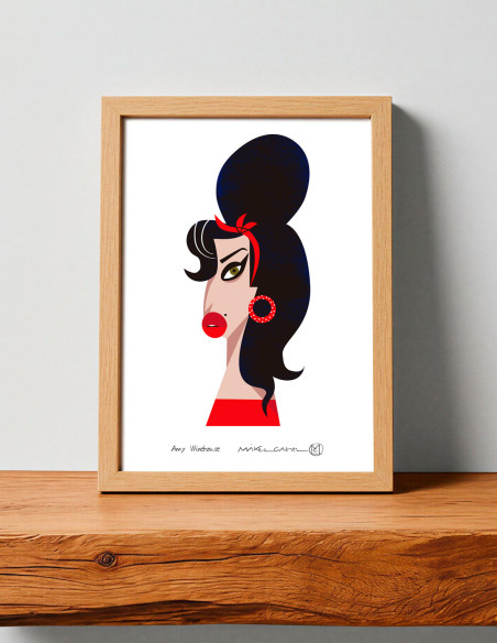 Illustration "Amy Winehouse" by Mikel Casal. A5 and A3 signed reproductions