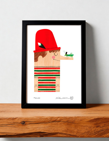 Ilustración "Pinocchio" de Mikel Casal. Reproducción A5 firmada