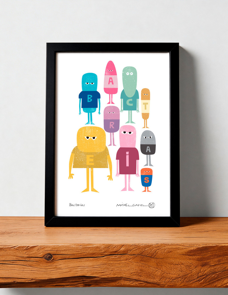 Illustration "Bacterias" by Mikel Casal. Signed...