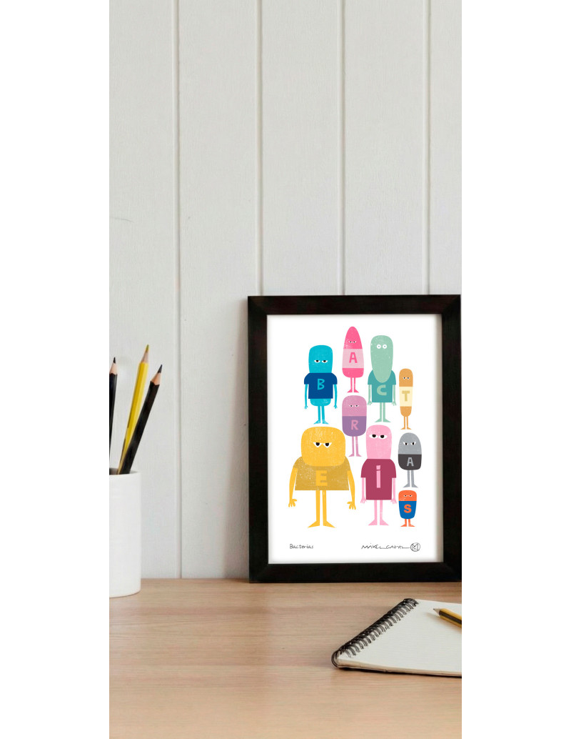 Illustration "Bacterias" by Mikel Casal. Signed...