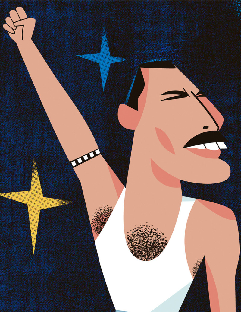 Illustration "Freddie Mercury" by Mikel Casal....
