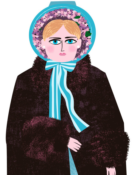 Illustration "Dame aux camélias" by Mikel Casal. Signed A5 reproduction